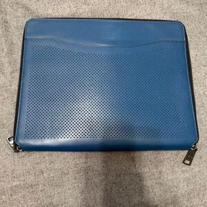Coach Perforated Blue Leather Ipad Case/Sleeve/Clutch